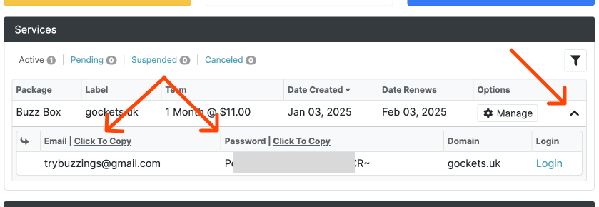 Wp Buzz control panel Login Screenshot