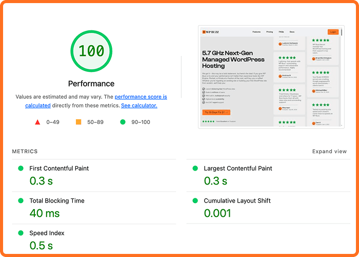 Wp buzz desktop score